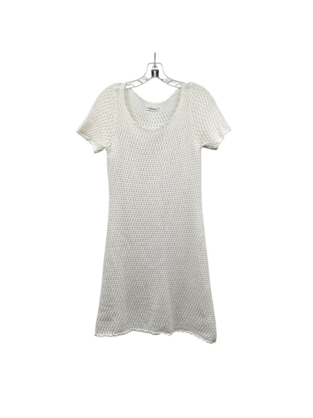 Calvin Klein Crochet A-Line Dress Two Piece Short Sleeve White Size Medium